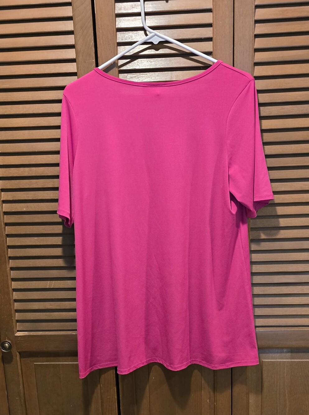 The Zig Zag Stripe Hot Pink Scoop Neck Silky Smooth Short Sleeve Top Lrg Magenta - Picture 5 of 6